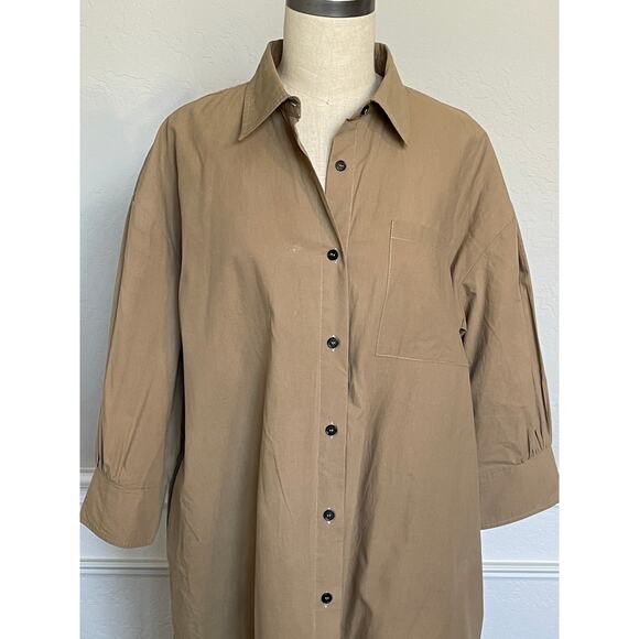 MOD REF Button Front Khaki Cotton Shirt Dress Medium - Picture 2 of 11